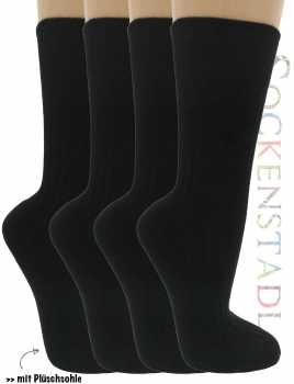 100% Baumwollsocken mit Plüschsohle | Schwarz